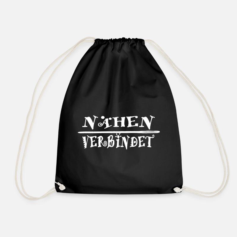 Sewing connects gift idea - Drawstring Bag - black