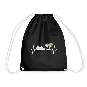 Cruise Ship Vacation Heartbeat - Drawstring Bag - black - Front