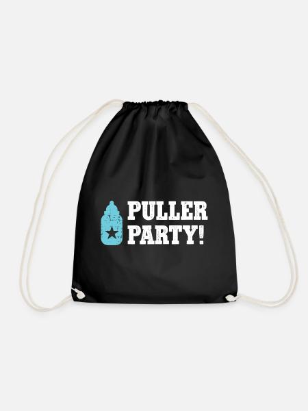 Puller Party Baby Beer Baby Peeing Baby Shower Dad - Drawstring Bag - black