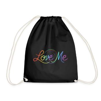 Love Me Say Colorful Text Drawing Art Print - Drawstring Bag - black - Front