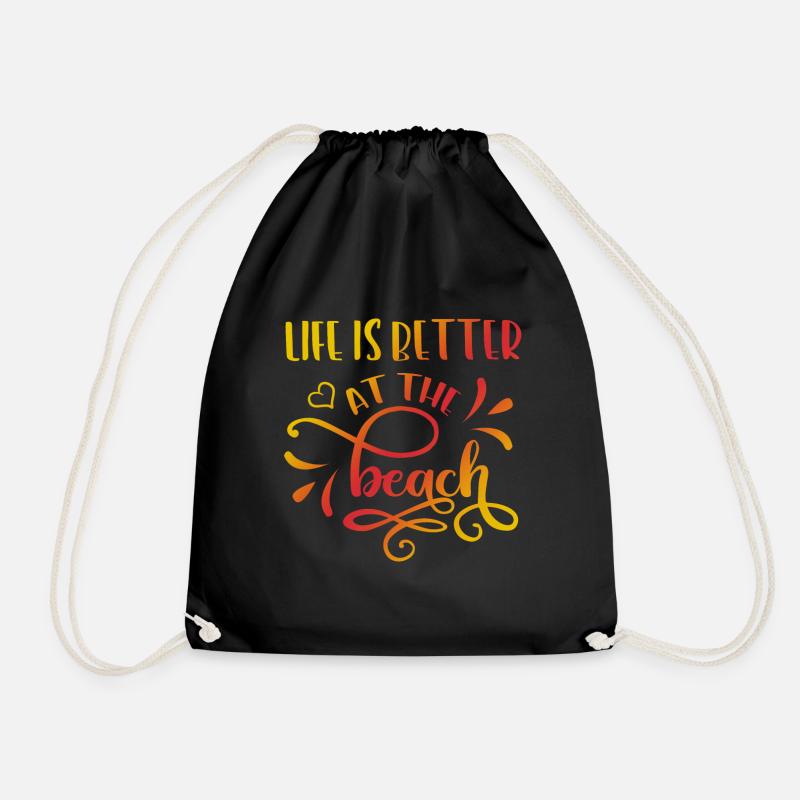 LIFE IS BETTER AT THE BEACH - Drawstring Bag - black