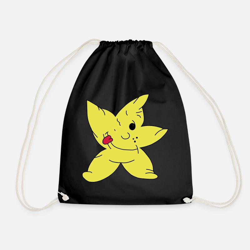 star - Drawstring Bag - black