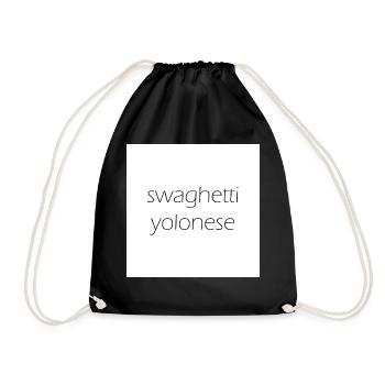 Swaghetti Yolonese! White check gift idea - Drawstring Bag - black - Front