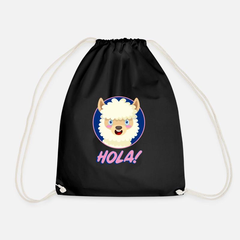 Alpaca Hola! Animal Geschenkidee - Turnbeutel - Schwarz