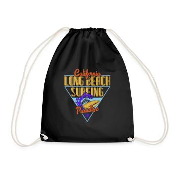 very cool surfing design - Drawstring Bag - black - Front