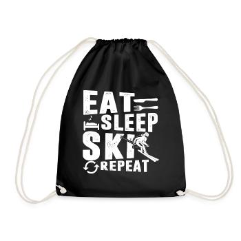 Eat Sleep Ski Repeat - Turnbeutel - Schwarz - Vorne