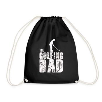 Golf Golfer Golfing Father Dad Father's Day - Drawstring Bag - black - Front