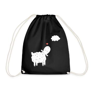 Sheep With Cloud In Love I In Love With Sheep Gift - Drawstring Bag - black - Front