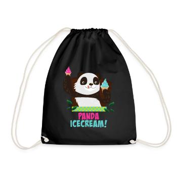 Panda mit Eiscreme - Turnbeutel - Schwarz - Vorne