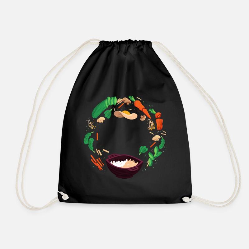 Vegan vegan fruits vegetables - Drawstring Bag - black
