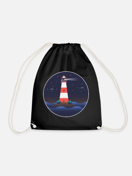 Lighthouse, international lighthouse day - Drawstring Bag - black