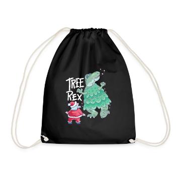 Tree Rex Weihnachten Lustig Weihnachtsmann Trex - Turnbeutel - Schwarz - Vorne