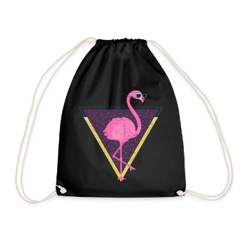 Tropical Flamingo Triangle | 80s Style - Drawstring Bag - black - Front