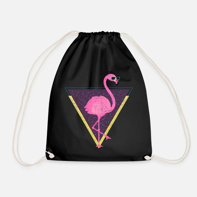 Tropical Flamingo Triangle | 80s Style - Turnbeutel - Schwarz
