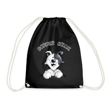 Abenteuerlustiger Border Collie - Turnbeutel - Schwarz - Vorne