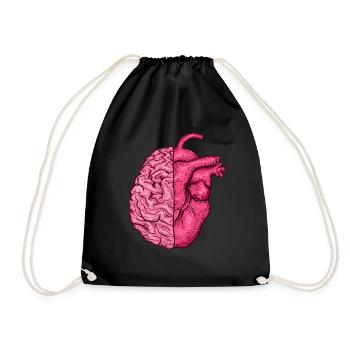 Heart vs. Brain head versus heart mind vs. heart - Drawstring Bag - black - Front