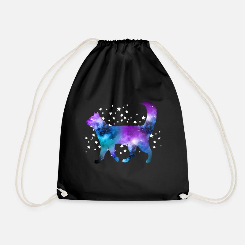 Katze Space Sterne - Turnbeutel - Schwarz
