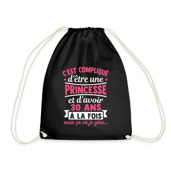 Princesse et 30 ans cadeau humour 30 ans - Sac de sport léger - noir - Devant