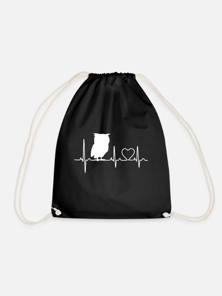 Herzschlag Uhu Eule Design - Turnbeutel - Schwarz