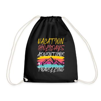 world travel travel travel vacation gift idea - Drawstring Bag - black - Front