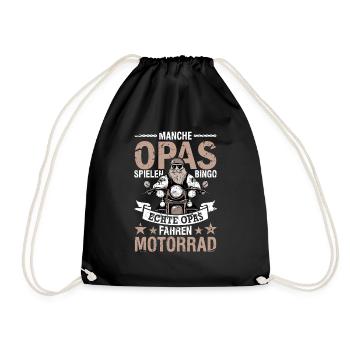 Motorrad Biker Chopper Großvater Opa - Turnbeutel - Schwarz - Vorne