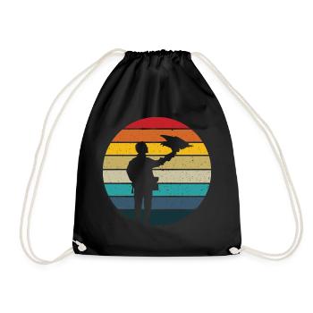 Falconer retro sunset falconry hawking falconer - Drawstring Bag - black - Front