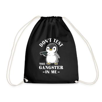 Gangster Pinguin Geschenk - Turnbeutel - Schwarz - Vorne