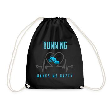 Running Makes Happy Runner Runner Heart Rate - Drawstring Bag - black - Front