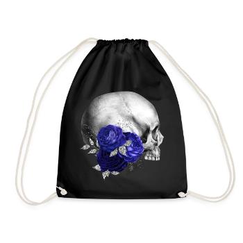 Indigo Roses Skull Design - Drawstring Bag - black - Front