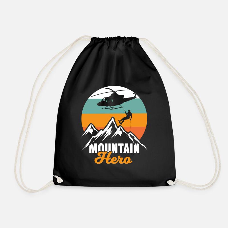 Mountain Rescue Helicopter Mountain Hero - Drawstring Bag - black