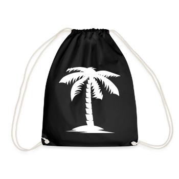 palme natur nature urlaub holidays icon Logo - Turnbeutel - Schwarz - Vorne