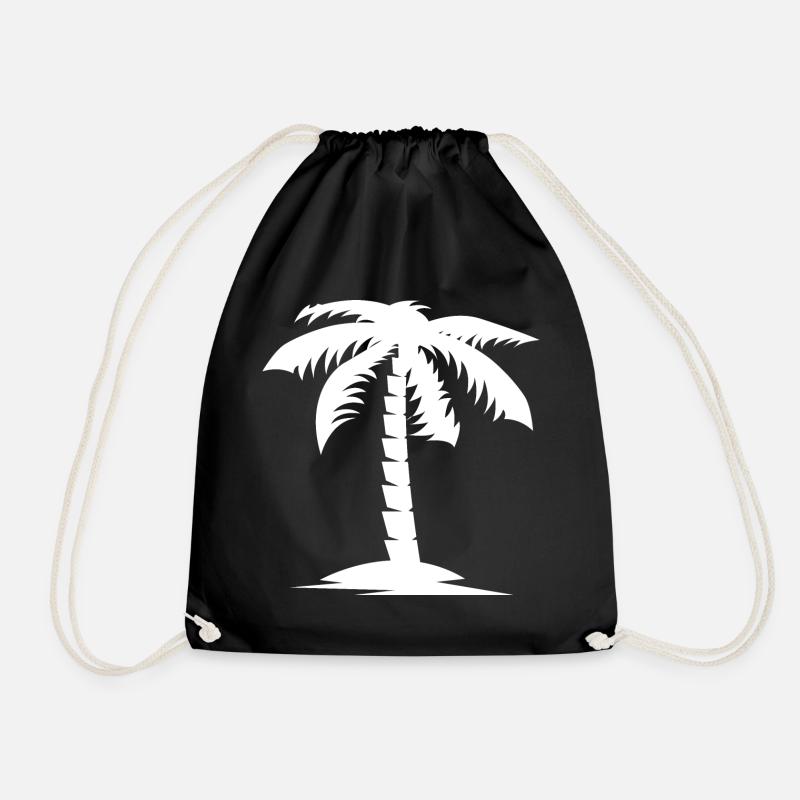 palm tree nature holiday holidays icon Logo - Drawstring Bag - black