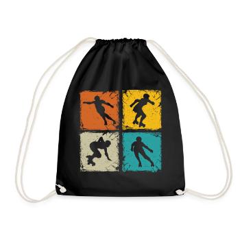 Roller derby retro squares unique roller derby - Drawstring Bag - black - Front