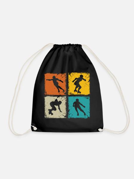 Roller derby retro squares unique roller derby - Drawstring Bag - black
