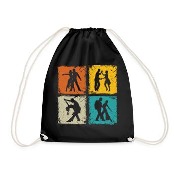 Salsa dancers retro squares salsa dancer gift - Drawstring Bag - black - Front
