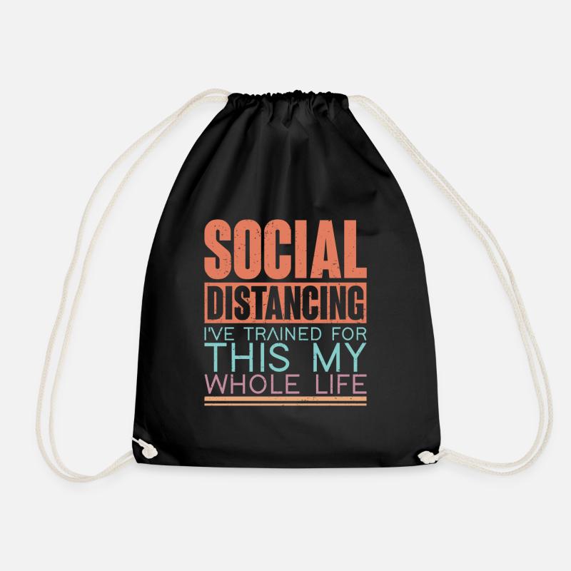 Social Distancing - Drawstring Bag - black