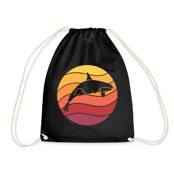 Orque vintage baleine animal de dauphin de baleine tueur cadeau - Sac de sport léger - noir - Devant