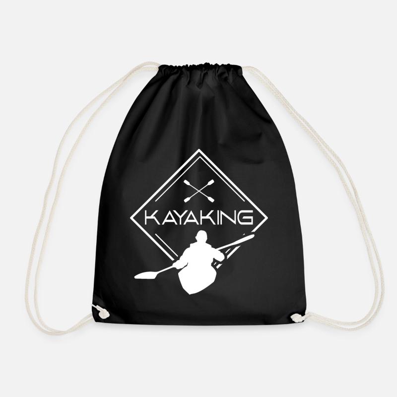Kayak Kayaker Kayaking Kayak Kayaking - Drawstring Bag - black