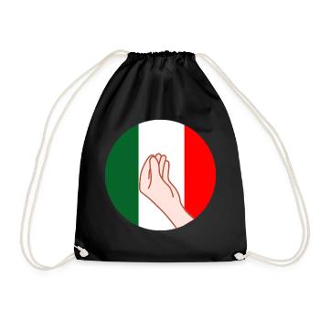 Funny Italian Humor Hand Gesture Pride Pizza - Drawstring Bag - black - Front