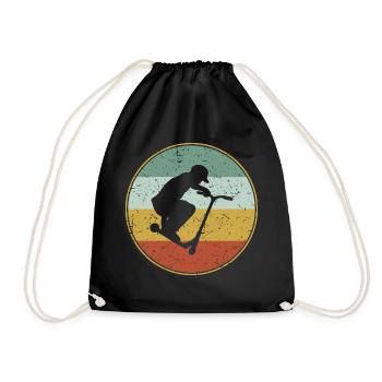 Vintage Stunt Scooter Pedal Scooter Boys Gift - Drawstring Bag - black - Front