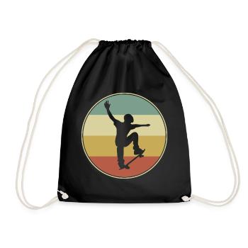 Retro Skater Cool Skateboard Boys Gift - Drawstring Bag - black - Front