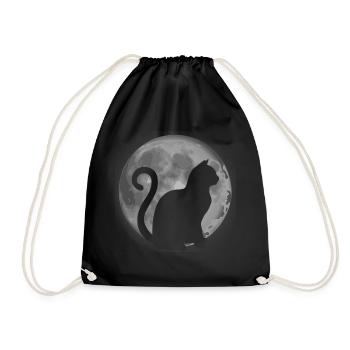 mignon chat silhouette lune animal - Sac de sport léger - noir - Devant