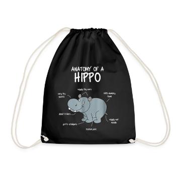 Hippo, cadeau drôle de T-shirt d'hippopotame - Sac de sport léger - noir - Devant
