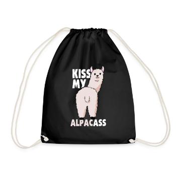 Alpaca cool Lama Kiss My Ass - Drawstring Bag - black - Front