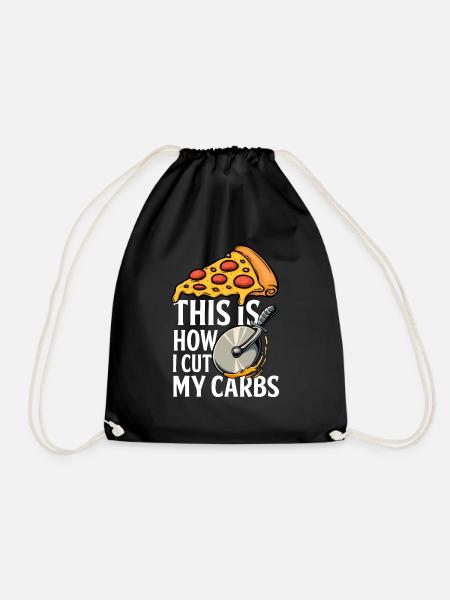 Diet Humor Pizza Carbs - Drawstring Bag - black