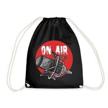 On Air Podcast Microphone Radio Show Presenter - Drawstring Bag - black - Front