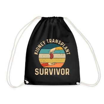 Kidney Transplant Survivor Quote for your Kidney - Drawstring Bag - black - Front