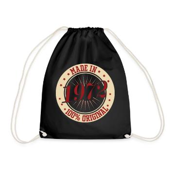 Made in 1972 100 The Original Birthday Saying - Drawstring Bag - black - Front