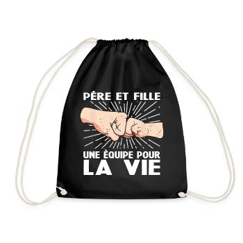 Père Et Fille Une Équipe pour La Vie Cadeau - Sac de sport léger - noir - Devant