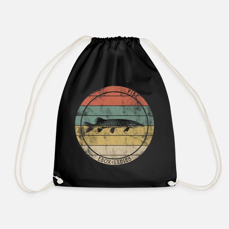 Hecht Raubfisch Retro Vintage - Turnbeutel - Schwarz